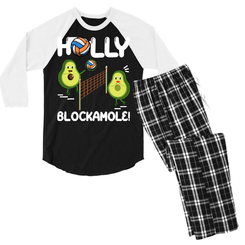 Holy Blockamole T  Shirt Funny Avocado Volleyball Holy Blockamole Guac Men's 3/4 Sleeve Pajama Set by fallaciousrealize | Artistshot