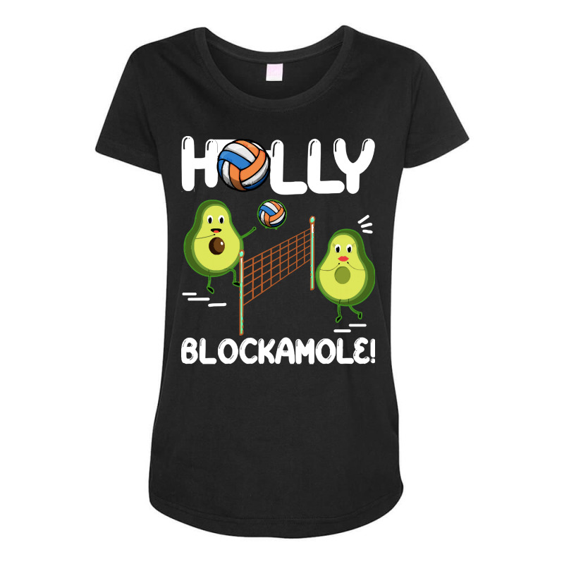 Holy Blockamole T  Shirt Funny Avocado Volleyball Holy Blockamole Guac Maternity Scoop Neck T-shirt by fallaciousrealize | Artistshot