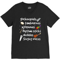 Womens Glockenspiels Tambourines Xylophones Rhythm Sticks V Neck T Shi V-neck Tee | Artistshot