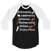 Womens Glockenspiels Tambourines Xylophones Rhythm Sticks V Neck T Shi 3/4 Sleeve Shirt | Artistshot