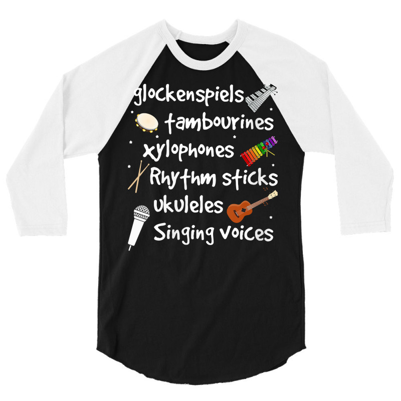 Womens Glockenspiels Tambourines Xylophones Rhythm Sticks V Neck T Shi 3/4 Sleeve Shirt by cm-arts | Artistshot