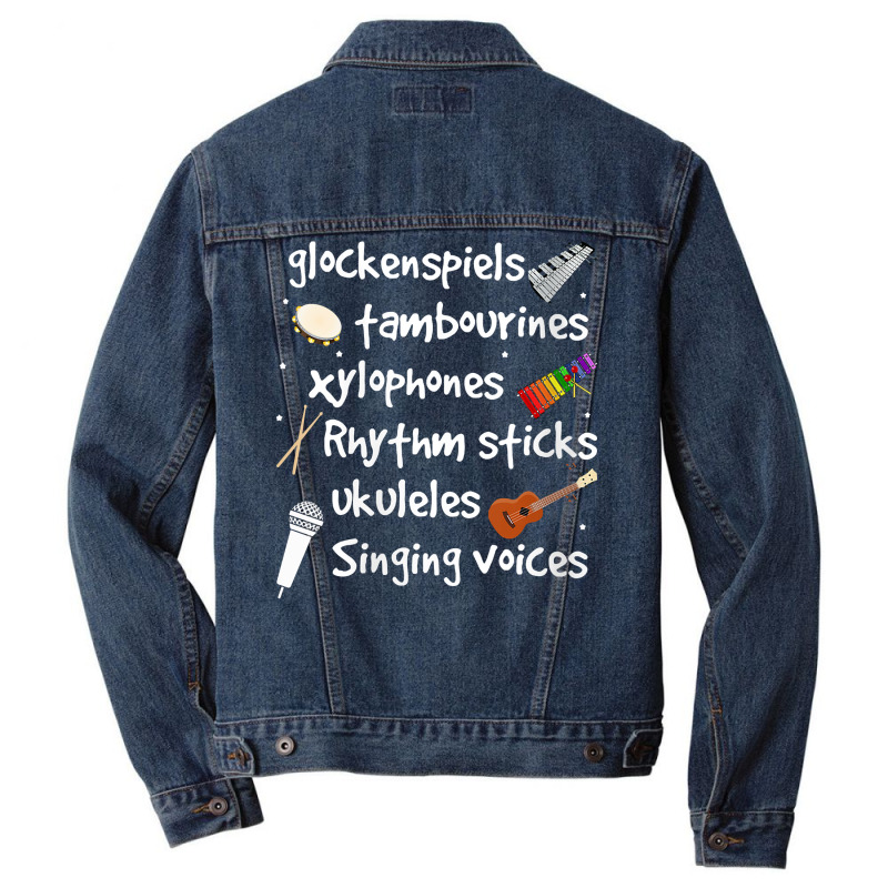 Womens Glockenspiels Tambourines Xylophones Rhythm Sticks V Neck T Shi Men Denim Jacket by cm-arts | Artistshot