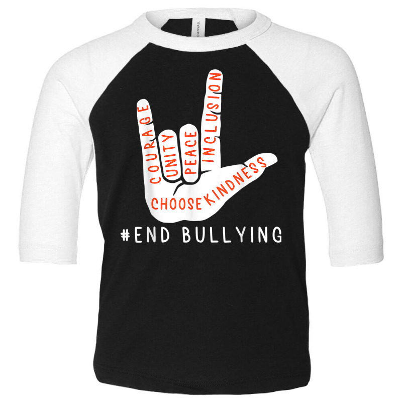 Unity Day Orange Kids 2022 Anti Bullying Love Sign Language Toddler 3/4 Sleeve Tee by Stunner | Artistshot