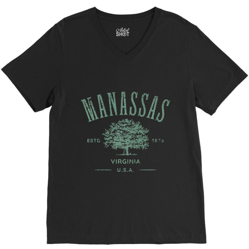 Manassas Virginia Vintage Distressed Style Design Souvenir Premium V-Neck Tee by RicardoTorres | Artistshot