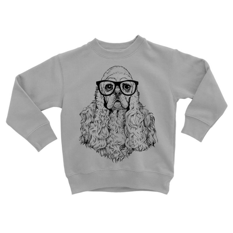 Womens Hipster American Cocker Spaniel In Nerd Glasses Dog V Neck T Sh Toddler Sweatshirt by cm-arts | Artistshot