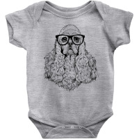 Womens Hipster American Cocker Spaniel In Nerd Glasses Dog V Neck T Sh Baby Bodysuit | Artistshot