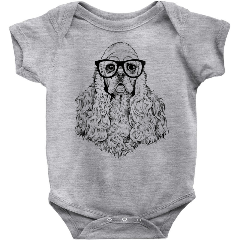 Womens Hipster American Cocker Spaniel In Nerd Glasses Dog V Neck T Sh Baby Bodysuit by cm-arts | Artistshot