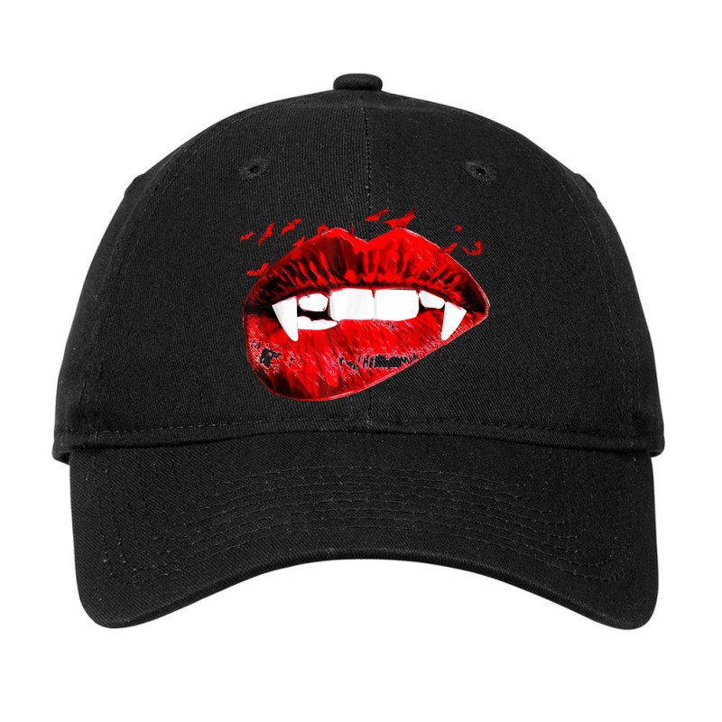 Vampire Kissing Lips Vampire Teeth Bats Halloween Adjustable Cap by Amenity | Artistshot