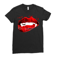 Vampire Kissing Lips Vampire Teeth Bats Halloween Ladies Fitted T-shirt | Artistshot