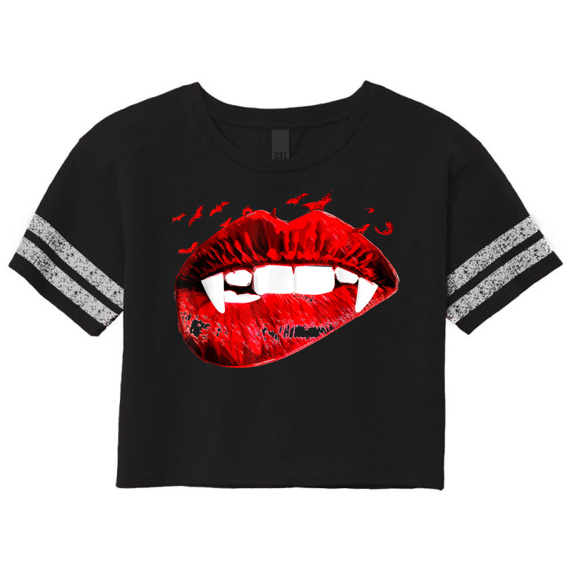 Vampire Kissing Lips Vampire Teeth Bats Halloween Scorecard Crop Tee by Amenity | Artistshot