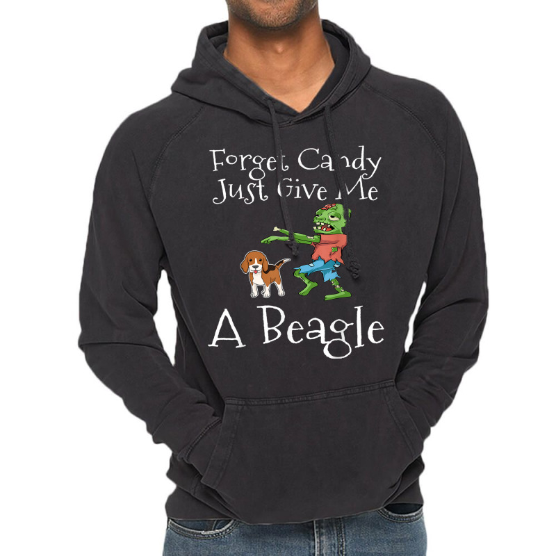 Forget Candy Just Give Me A Beagle Funny Halloween Zombie Vintage Hoodie by Fashonus | Artistshot