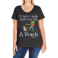 Forget Candy Just Give Me A Beagle Funny Halloween Zombie Ladies Curvy T-shirt | Artistshot