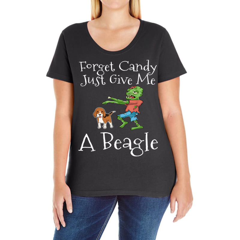 Forget Candy Just Give Me A Beagle Funny Halloween Zombie Ladies Curvy T-Shirt by Fashonus | Artistshot