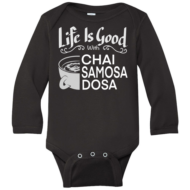 India Food Culture Chai Samosa Desi Humor Funny Long Sleeve Baby Bodysuit by AuturoMedero | Artistshot