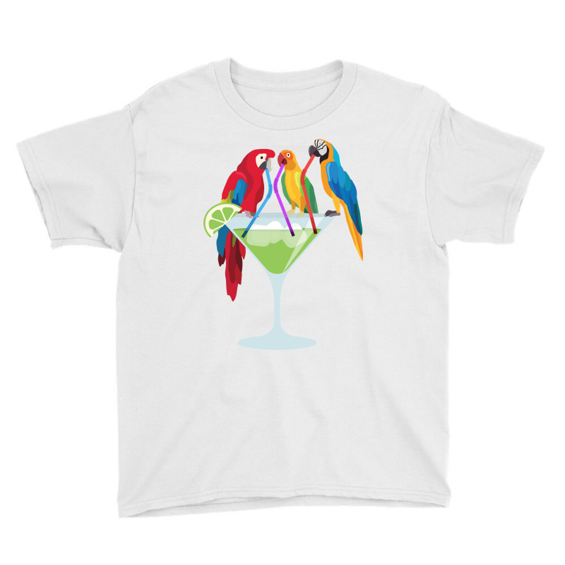 Parrots Drinking Margarita Tropical Vacation Hawaiian Birds Long Sleev Youth Tee by povyvexumi3 | Artistshot