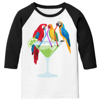 Parrots Drinking Margarita Tropical Vacation Hawaiian Birds Long Sleev Youth 3/4 Sleeve | Artistshot