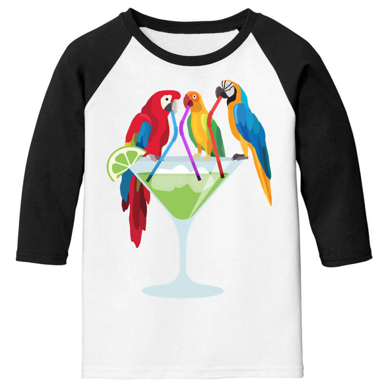 Parrots Drinking Margarita Tropical Vacation Hawaiian Birds Long Sleev Youth 3/4 Sleeve by povyvexumi3 | Artistshot