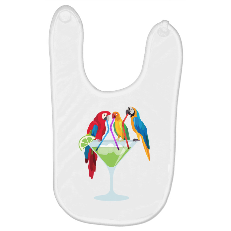 Parrots Drinking Margarita Tropical Vacation Hawaiian Birds Long Sleev Baby Bibs by povyvexumi3 | Artistshot