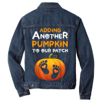 Adding A Another Pumpkin To Our Patch Halloween Pregnancy Men Denim Jacket | Artistshot