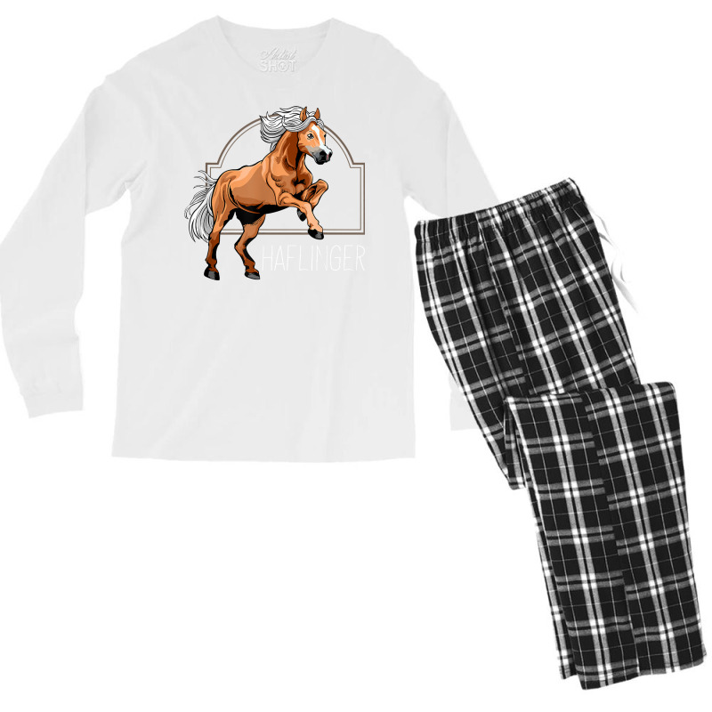 Haflinger Rider Horse Pony Riding T Shirt Men's Long Sleeve Pajama Set | Artistshot