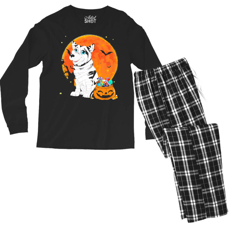 Alaskan Malamute Dog Candy Pumpkin T  Shirt Alaskan Malamute Dog Candy Men's Long Sleeve Pajama Set | Artistshot