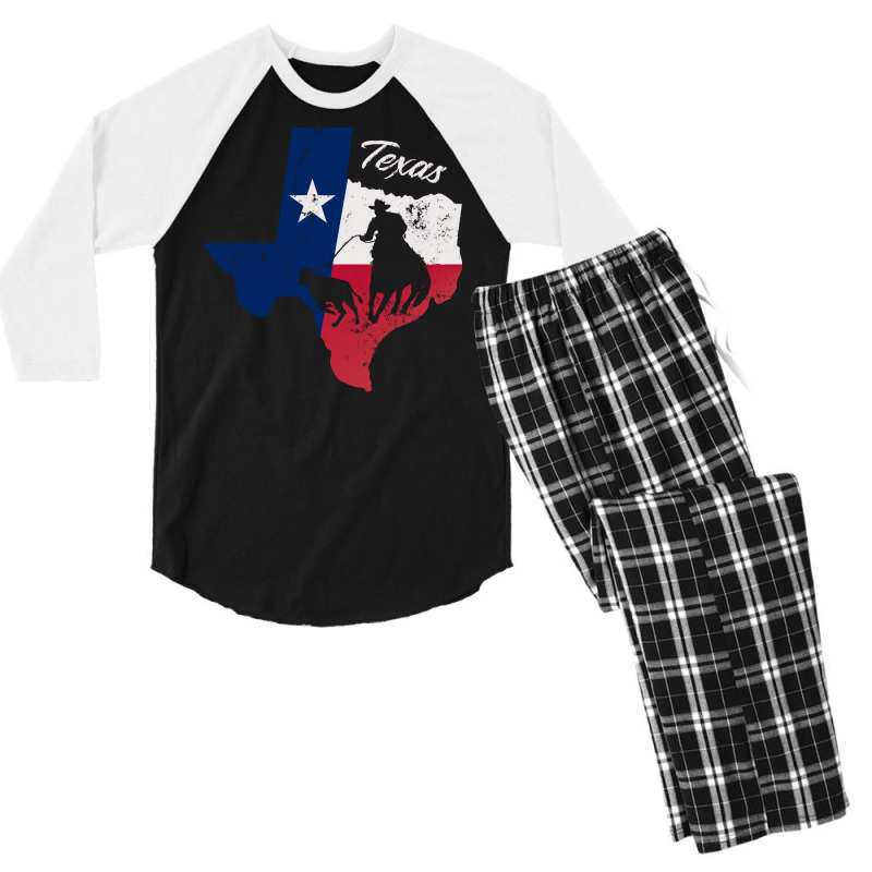 Texas State Star Flag T Shirt Men's 3/4 Sleeve Pajama Set | Artistshot