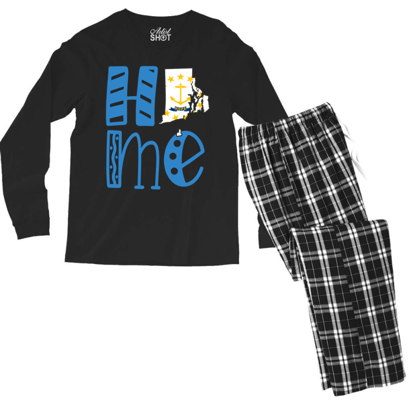 Home Rhode Island In Art Block Letters Men's Long Sleeve Pajama Set by cm-arts | Artistshot