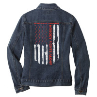 Fight Heart Disease Awareness Month American Flag T Shirt Ladies Denim Jacket | Artistshot