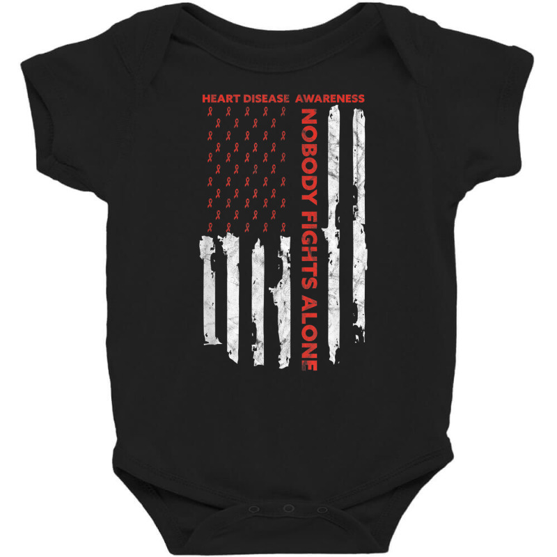 Fight Heart Disease Awareness Month American Flag T Shirt Baby Bodysuit by cm-arts | Artistshot