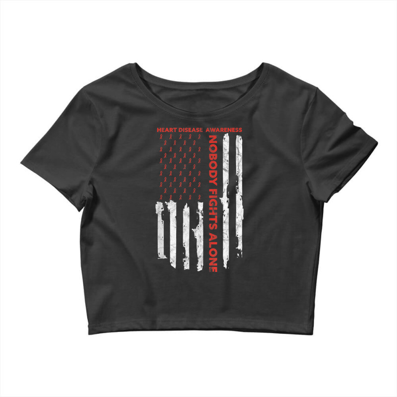 Fight Heart Disease Awareness Month American Flag T Shirt Crop Top by cm-arts | Artistshot