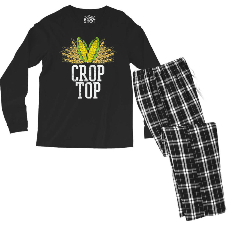 Crop Top Farm Pun Corn Farming - Agriculture - Funny Farmer Men's Long Sleeve Pajama Set | Artistshot