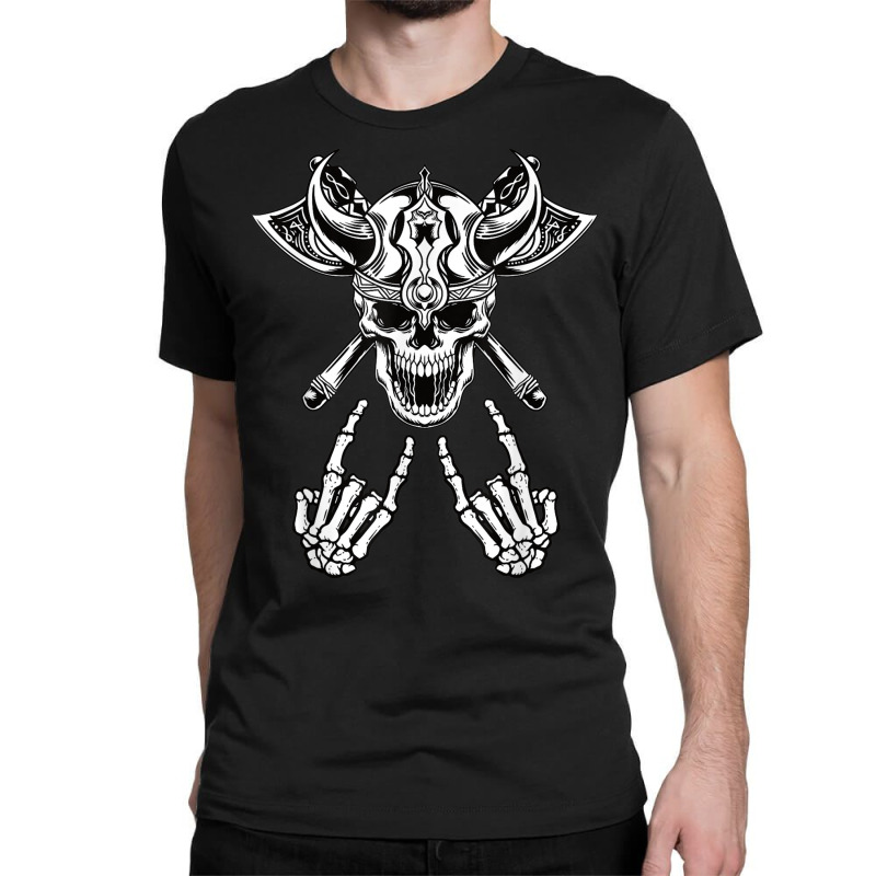 Rock On Rock Star Skeleton Hands Viking Warrior Halloween Classic T-shirt | Artistshot