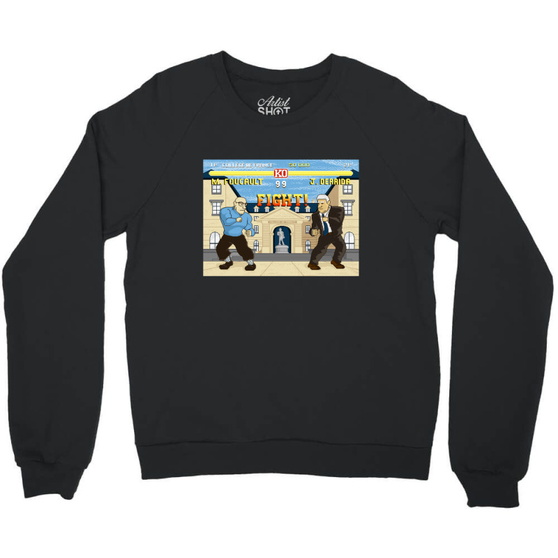 French Theory Fighter - Foucault Vs Derrida Crewneck Sweatshirt | Artistshot