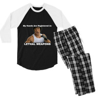 My Hands Are Registered As Lethal Weapons Tri-blend Men's 3/4 Sleeve Pajama Set | Artistshot