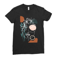 Line Art Face Abstract Art One Line Minimal Ladies Fitted T-shirt | Artistshot