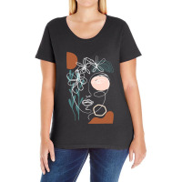 Line Art Face Abstract Art One Line Minimal Ladies Curvy T-shirt | Artistshot