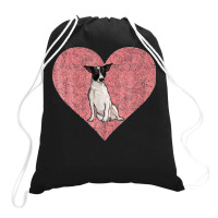 Rat Terrier Valentines Day Dog Love Fingerprint Drawstring Bags | Artistshot