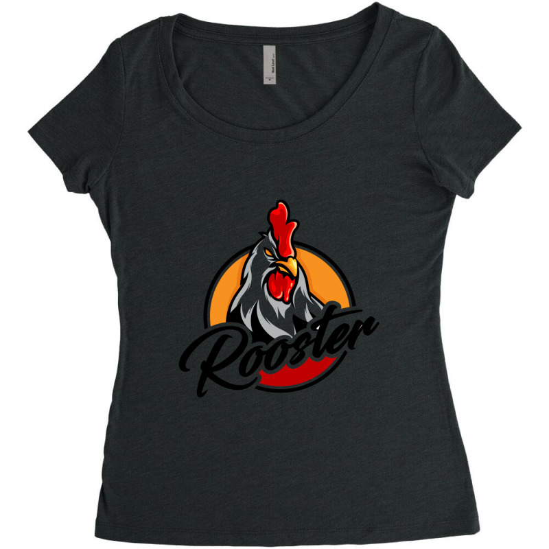 Angry Rooster With Large Glossy Red Comb On Top Women's Triblend Scoop T-shirt by KennethSteele | Artistshot