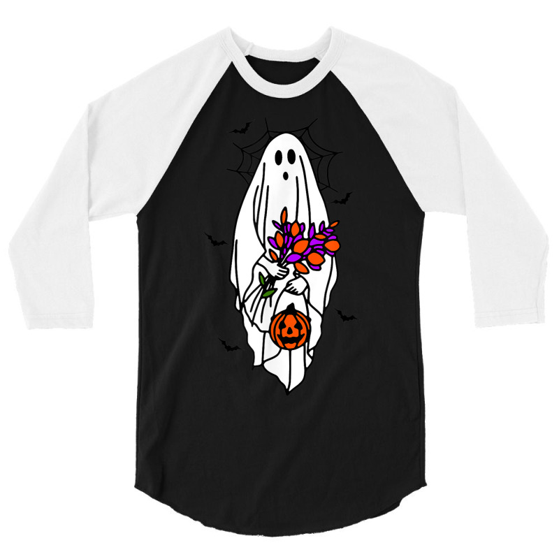 Cute Floral Ghost Women's Halloween 3/4 Sleeve Shirt by Deluxe | Artistshot