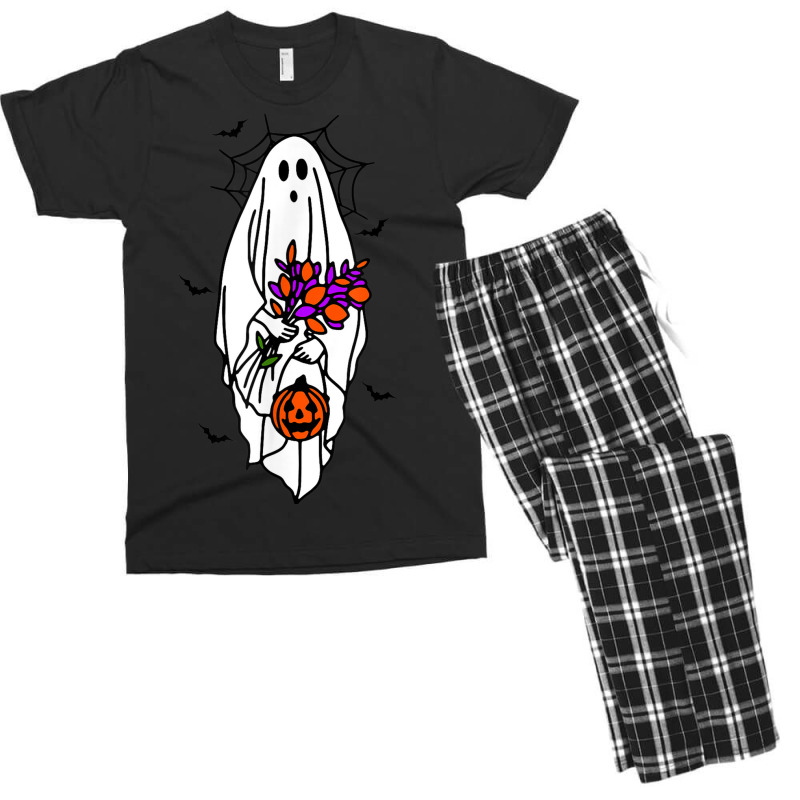 Cute Floral Ghost Women's Halloween Men's T-shirt Pajama Set by Deluxe | Artistshot