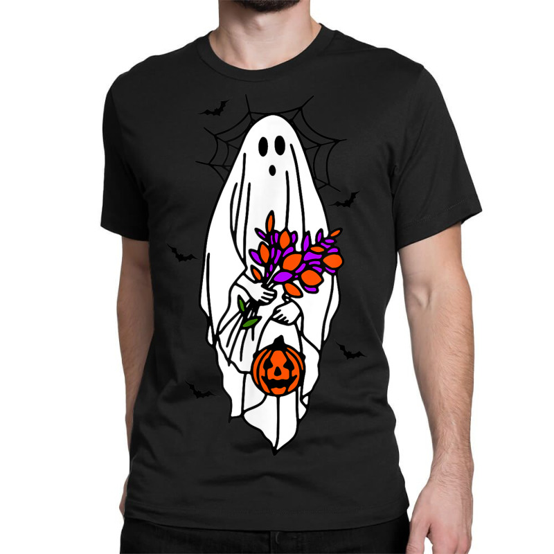 Cute Floral Ghost Women's Halloween Classic T-shirt by Deluxe | Artistshot