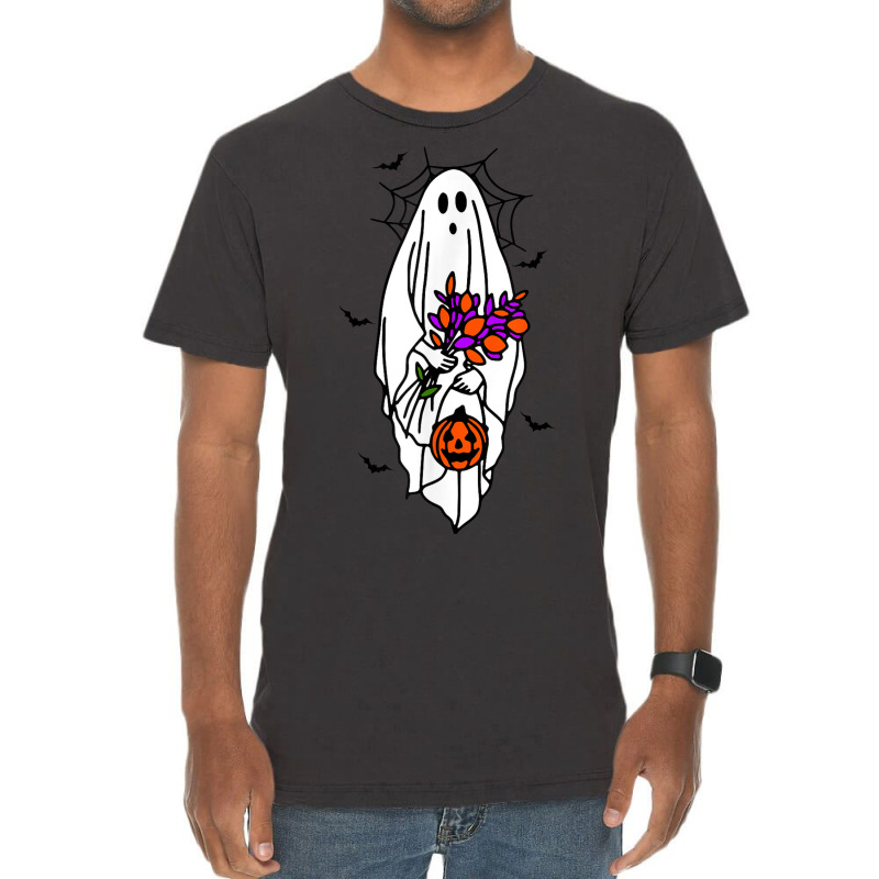 Cute Floral Ghost Women's Halloween Vintage T-Shirt by Deluxe | Artistshot