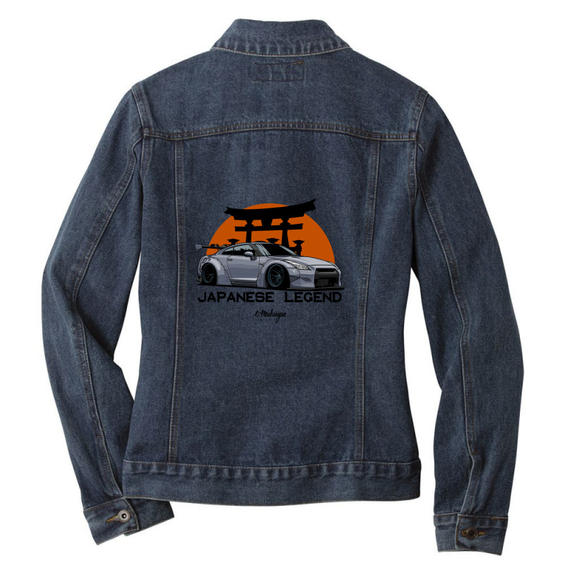 Gtr. Japanese Legend (gray) Ladies Denim Jacket by MarshaleenAnnetteHammer | Artistshot