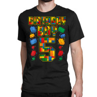 5th Birthday Master Builder 5 Years Old Block Building Boys Classic T-shirt | Artistshot