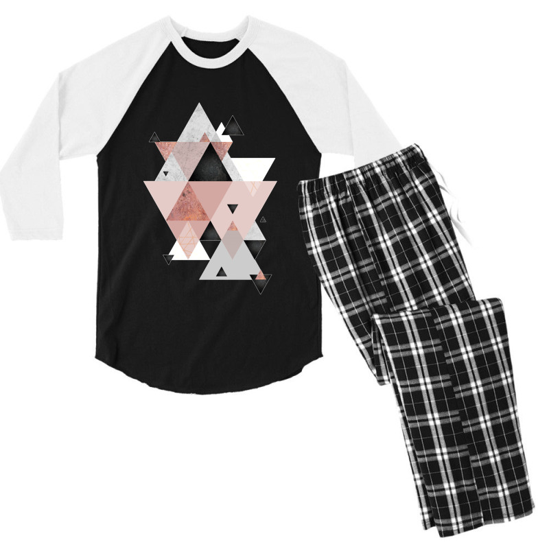 Geometric Compilation In Rose Gold And Blush Pink Men's 3/4 Sleeve Pajama Set | Artistshot