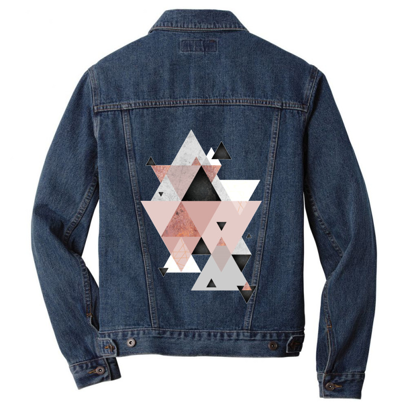 Geometric Compilation In Rose Gold And Blush Pink Men Denim Jacket | Artistshot