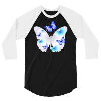 Light Blue Butterfly 3/4 Sleeve Shirt | Artistshot