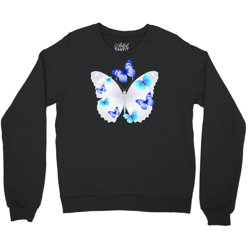 Light Blue Butterfly Crewneck Sweatshirt | Artistshot