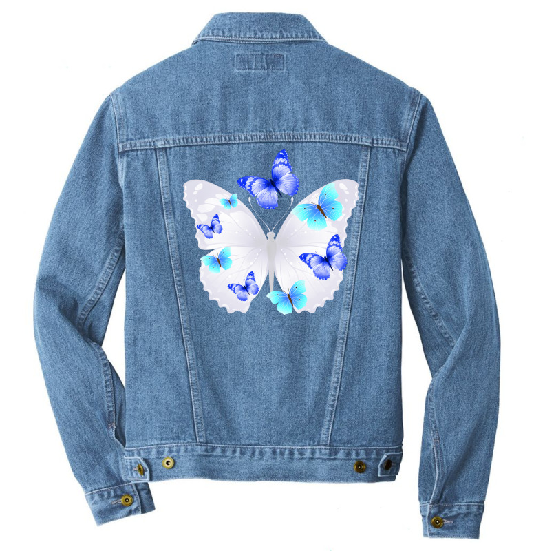 Light Blue Butterfly Men Denim Jacket | Artistshot