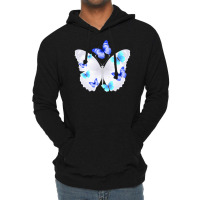 Light Blue Butterfly Lightweight Hoodie | Artistshot